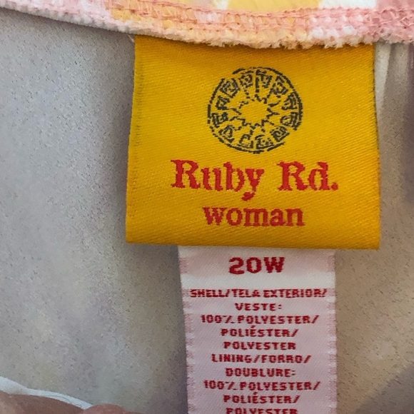 Ruby Rd Women's Lined Flowy Skirt, Pink/Yellow/Cream Size 20 - Picture 3 of 4